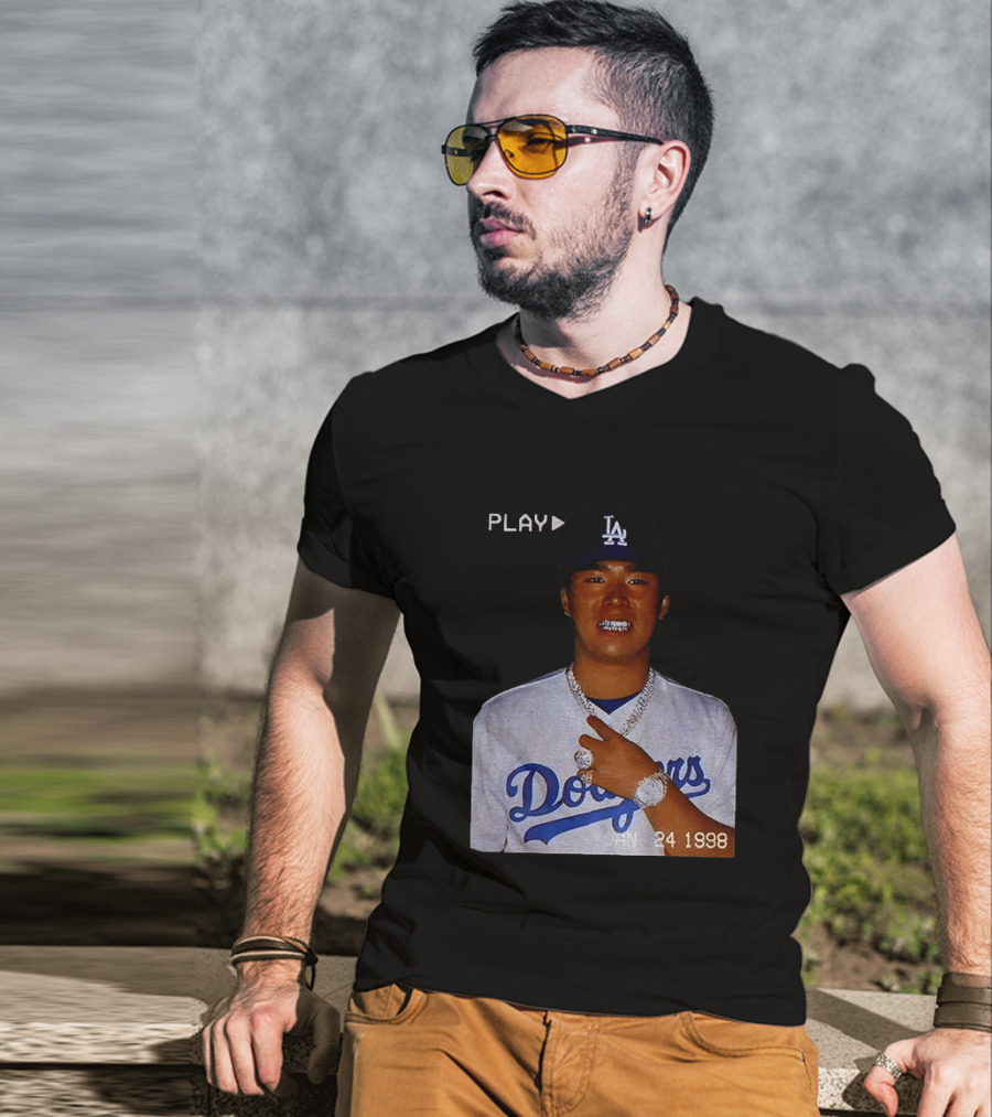 90s Yoshinobu Yamamoto Bootleg Rap Dodgers LA Jan 24 1998 T-Shirt