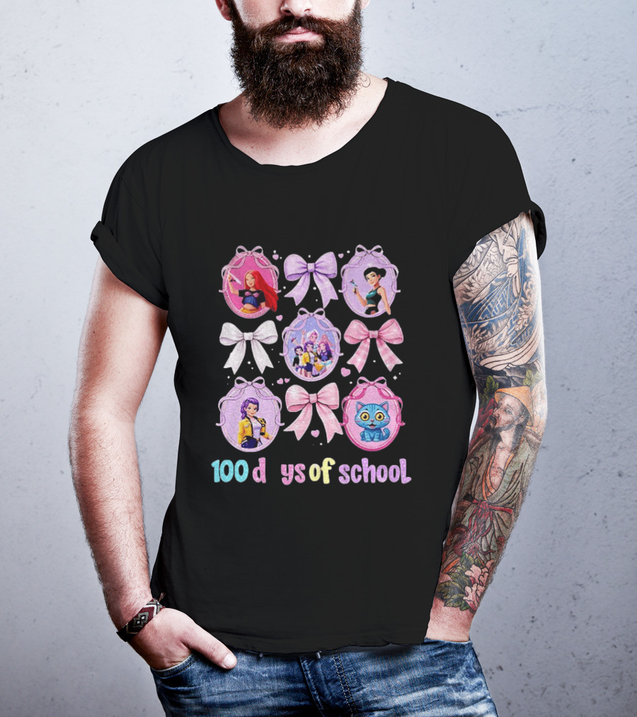 100 Days Of School Girls Bands Hunter Saja Bows And Characters T-Shirt