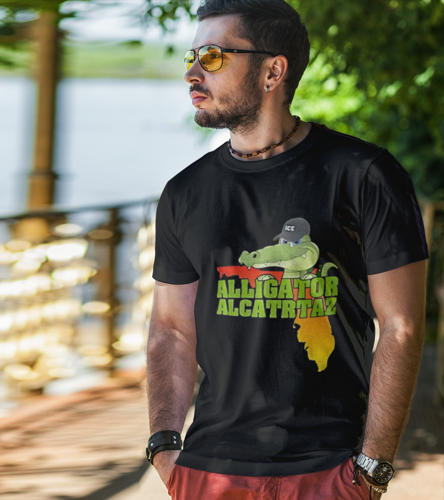 Alligator Alcatraz ICC Ice Cap Florida Map T-Shirt