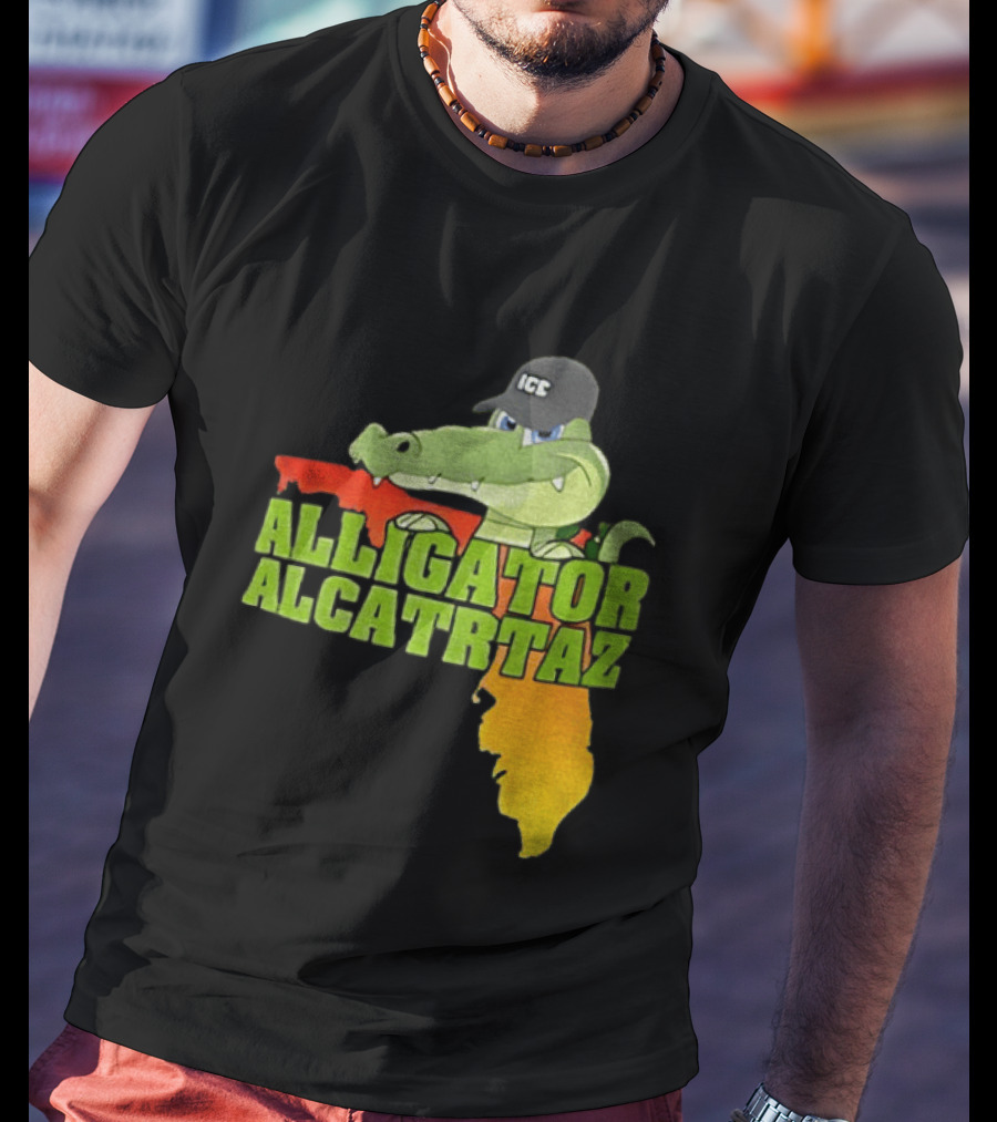 Alligator Alcatraz ICC Ice Cap Florida Map T-Shirt