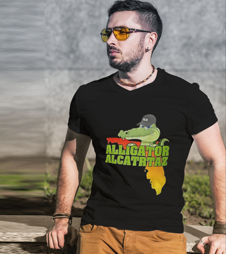 Alligator Alcatraz ICC Ice Cap Florida Map T-Shirt