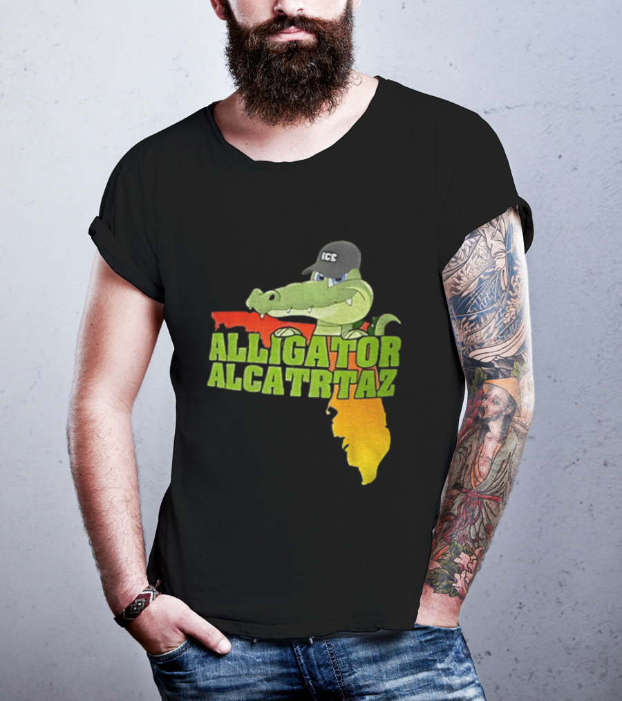 Alligator Alcatraz ICC Ice Cap Florida Map T-Shirt
