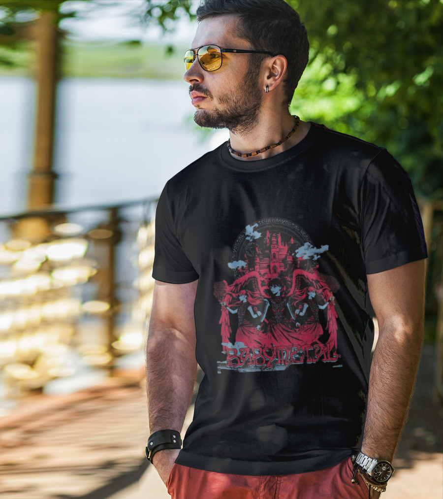 Babymetal Kingslayer Team Babymetal Corps Red Gothic Angels And Castle T-Shirt