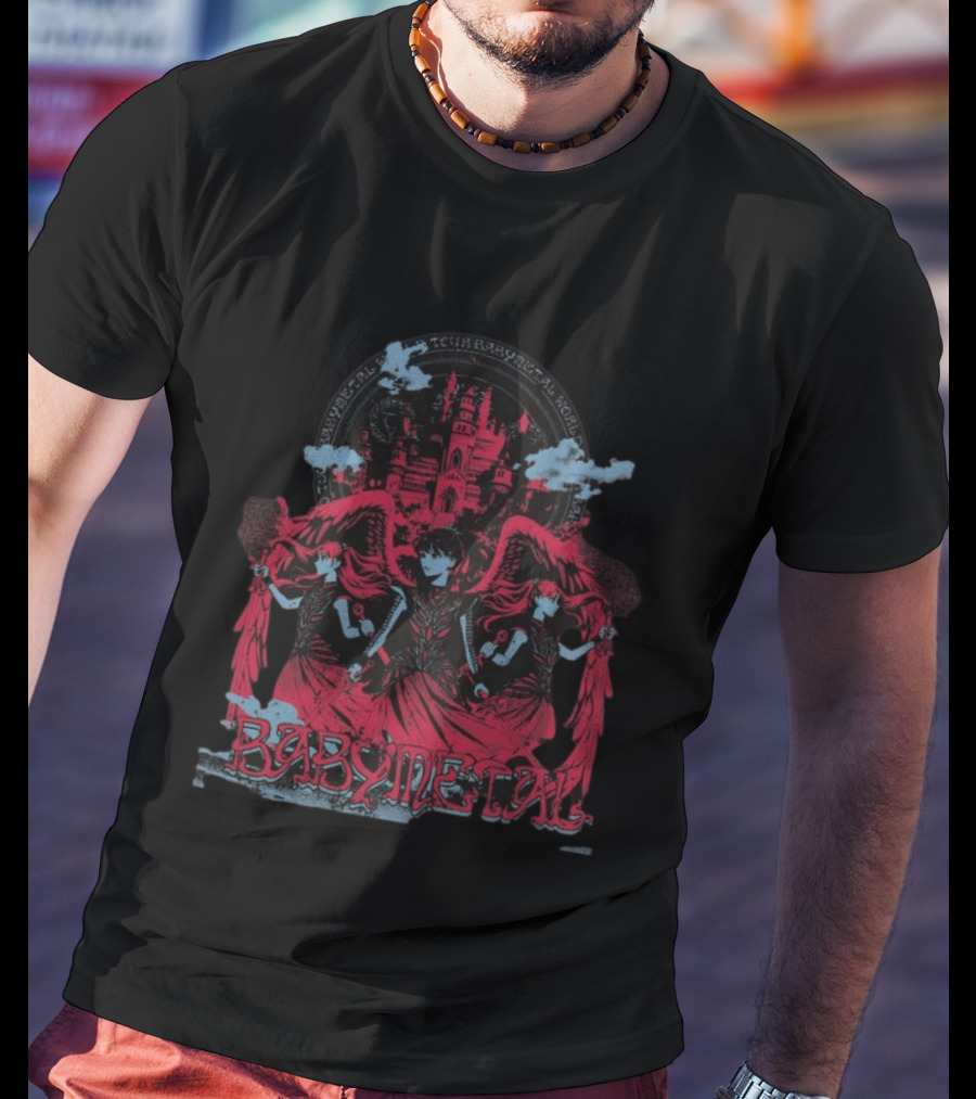 Babymetal Kingslayer Team Babymetal Corps Red Gothic Angels And Castle T-Shirt