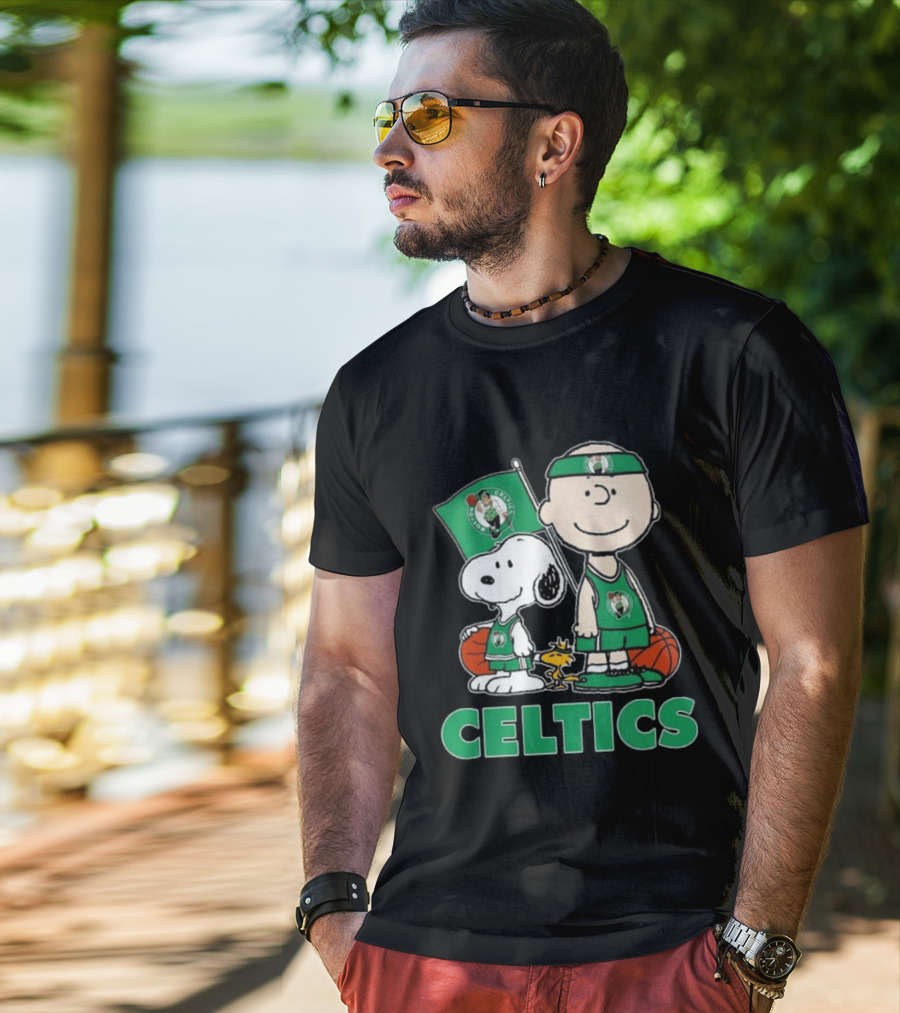 Boston Celtics Snoopy Charlie Brown Peanuts Friends Basketball 2024 T-Shirt