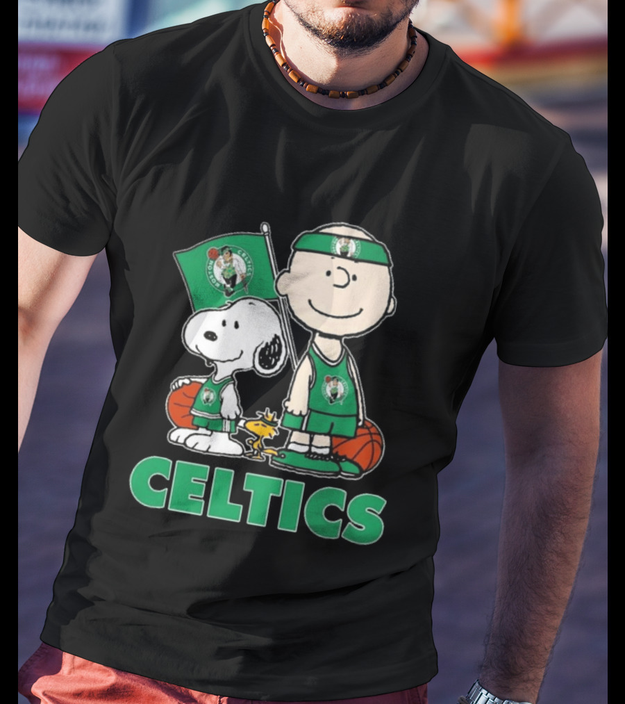 Boston Celtics Snoopy Charlie Brown Peanuts Friends Basketball 2024 T-Shirt