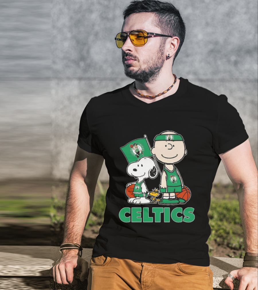 Boston Celtics Snoopy Charlie Brown Peanuts Friends Basketball 2024 T-Shirt