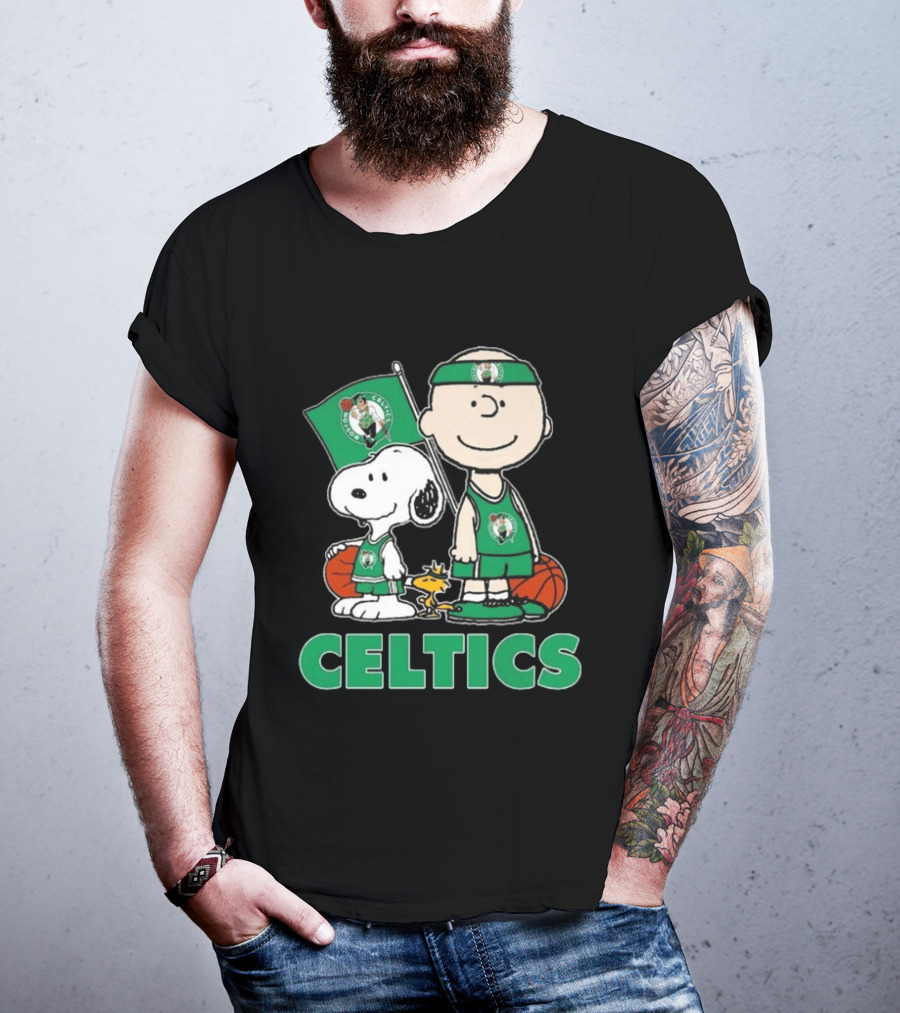 Boston Celtics Snoopy Charlie Brown Peanuts Friends Basketball 2024 T-Shirt