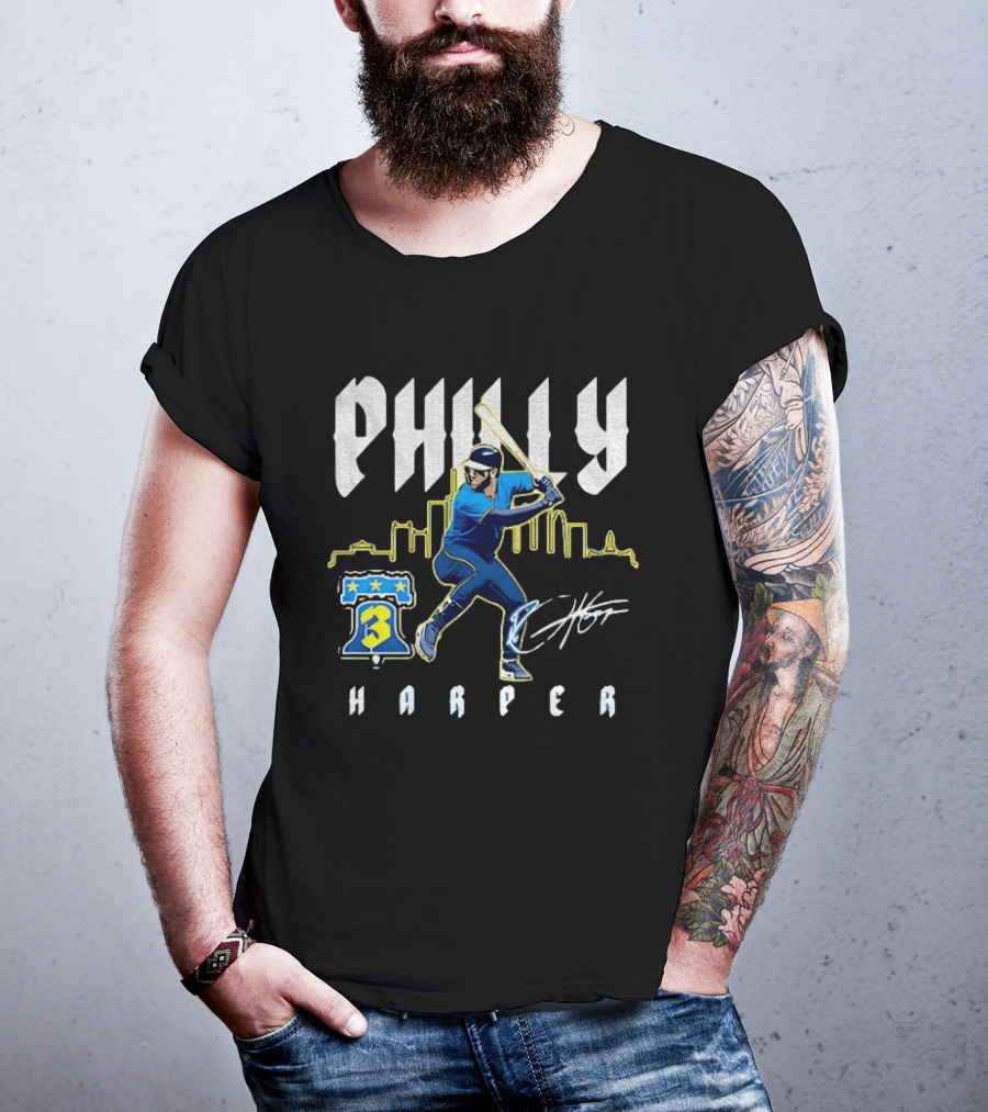 Philly Harper Bryce Philadelphia Phillies City Connect Player MLB Skyline T-Shirt