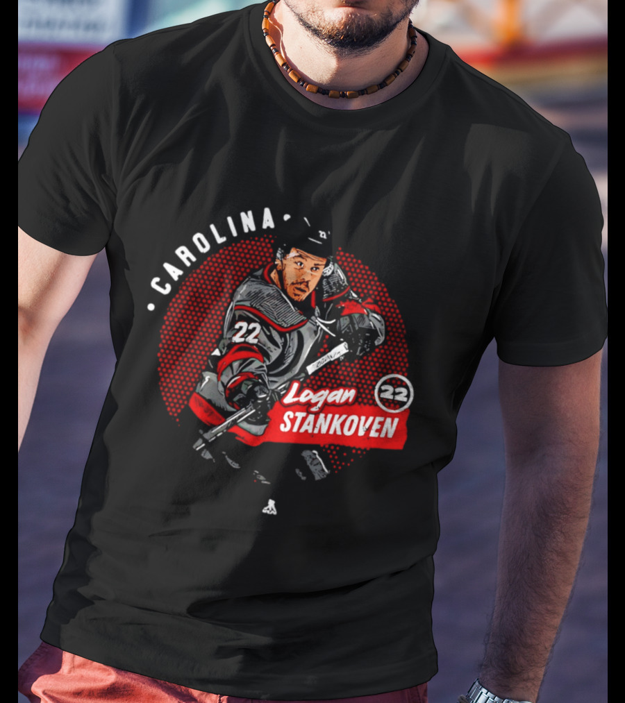 Logan Stankoven 22 Carolina Hurricanes Hockey Player Dots T-Shirt
