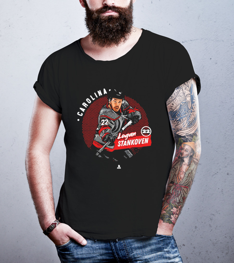 Logan Stankoven 22 Carolina Hurricanes Hockey Player Dots T-Shirt