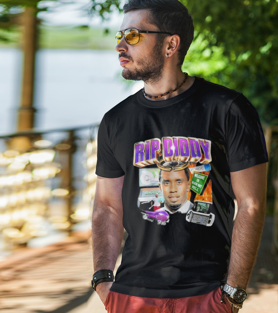 Sam Hyde Rip Diddy Welcome To Black Guy Hell Ciroc Wings 09 Typewriter T-Shirt