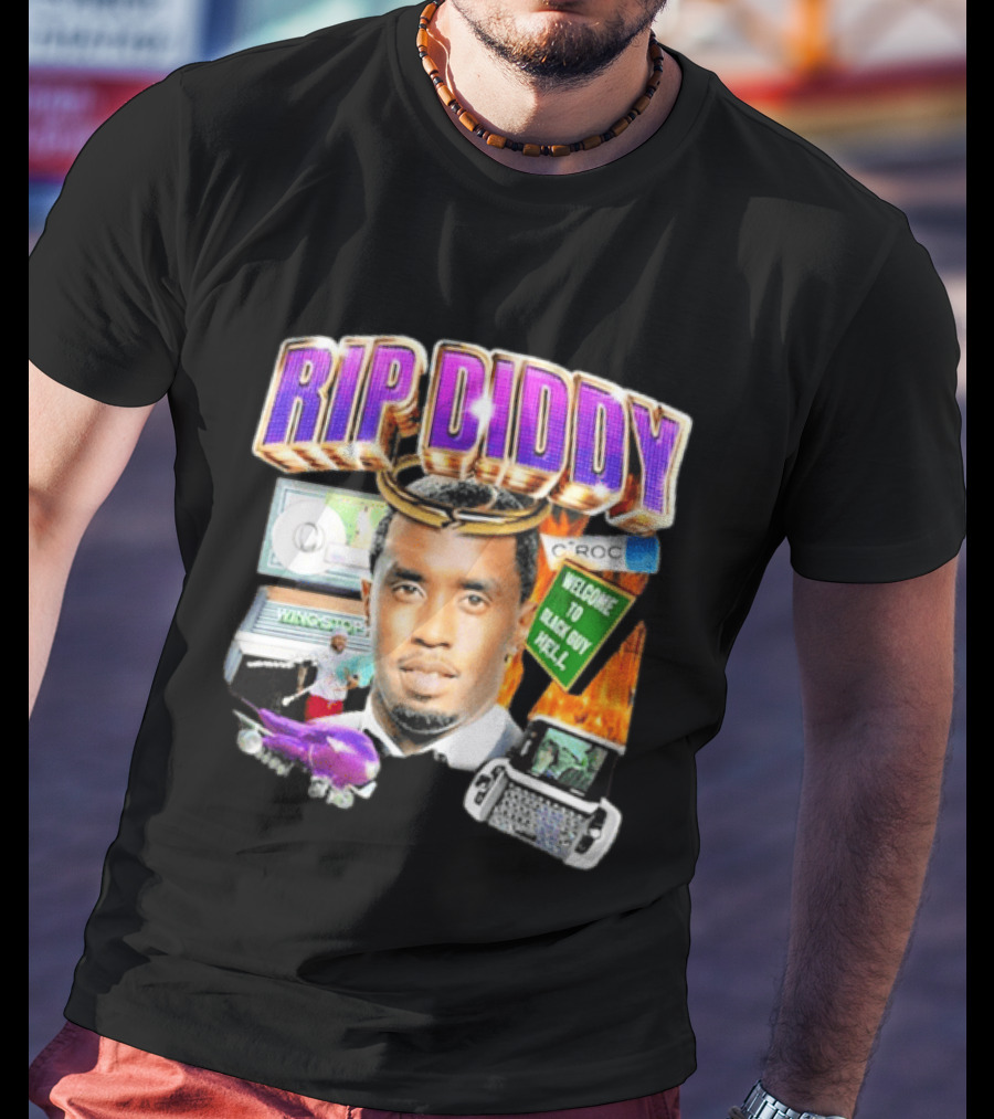 Sam Hyde Rip Diddy Welcome To Black Guy Hell Ciroc Wings 09 Typewriter T-Shirt