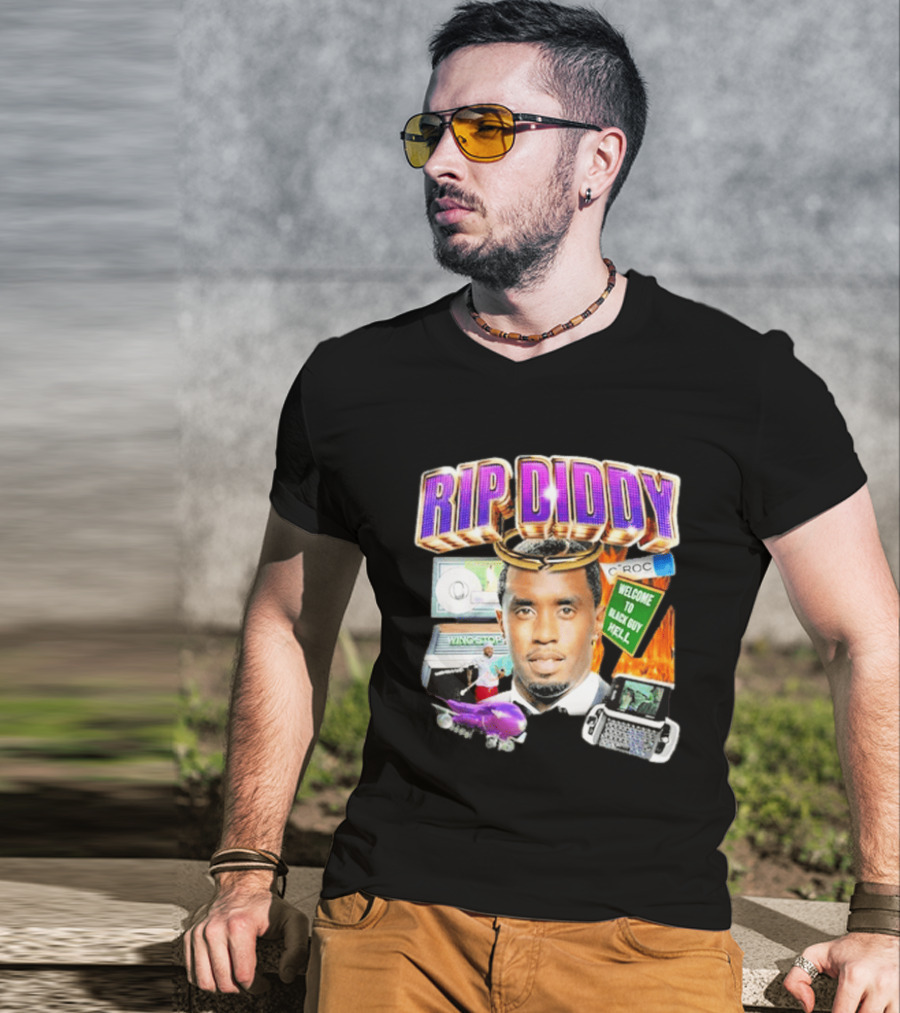 Sam Hyde Rip Diddy Welcome To Black Guy Hell Ciroc Wings 09 Typewriter T-Shirt