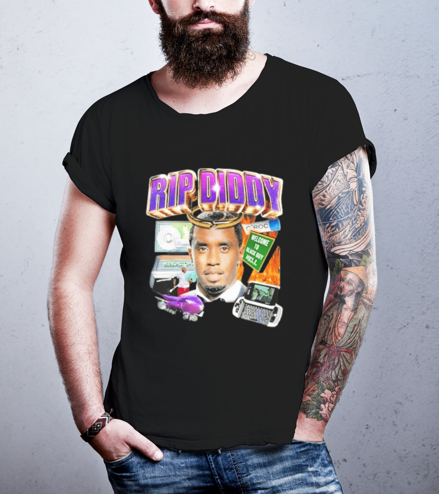 Sam Hyde Rip Diddy Welcome To Black Guy Hell Ciroc Wings 09 Typewriter T-Shirt