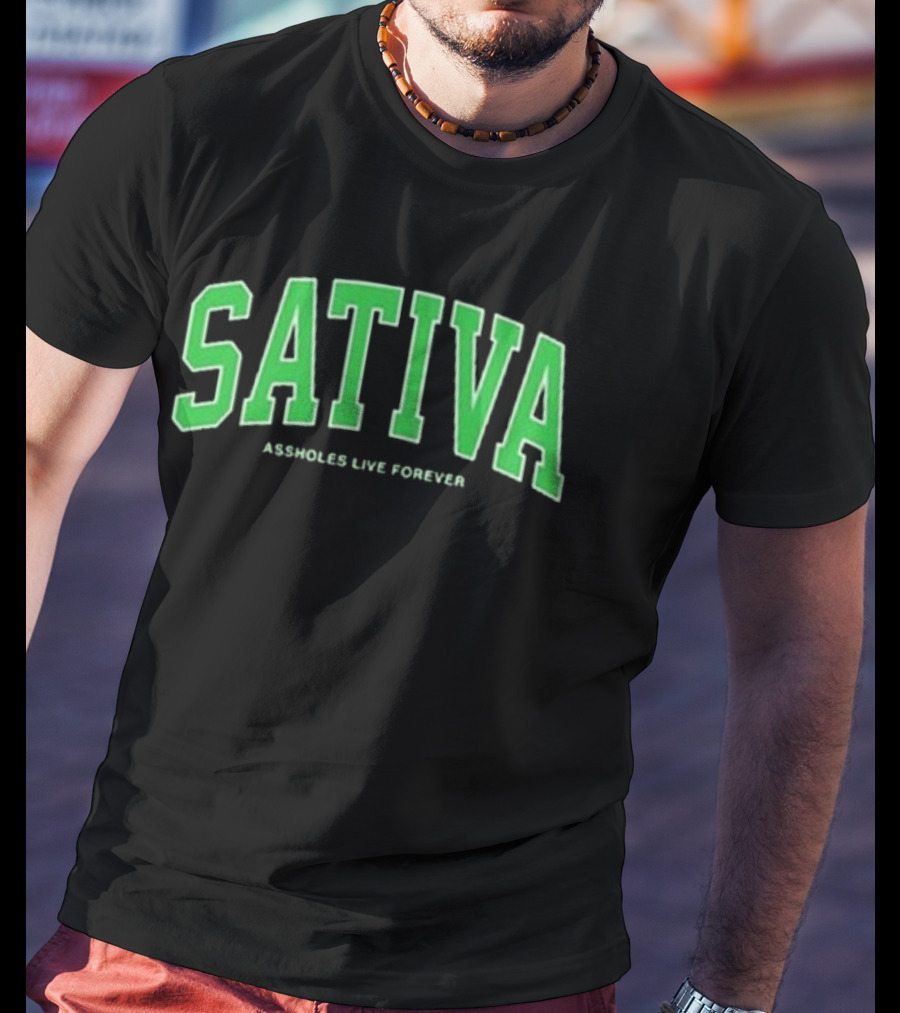 Sativa Assholes Live Forever Bold Arch Lettering T-Shirt