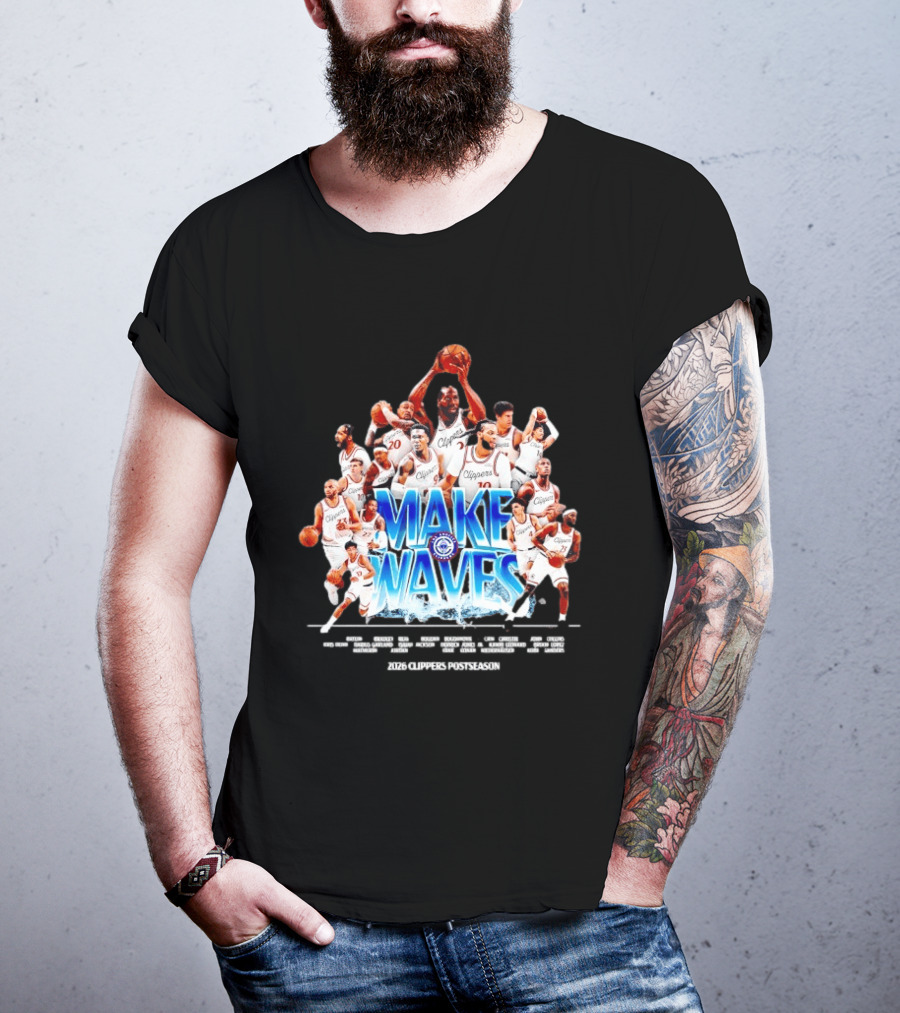 Make Waves Los Angeles Clippers NBA Basketball 2026 Players T-Shirt