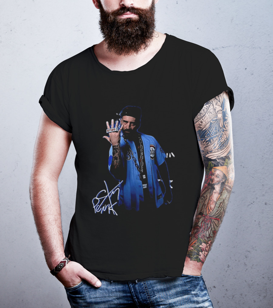 CM Punk WWE Signature Look With Chicago Baseball Jersey And Tattoos T-Shirt