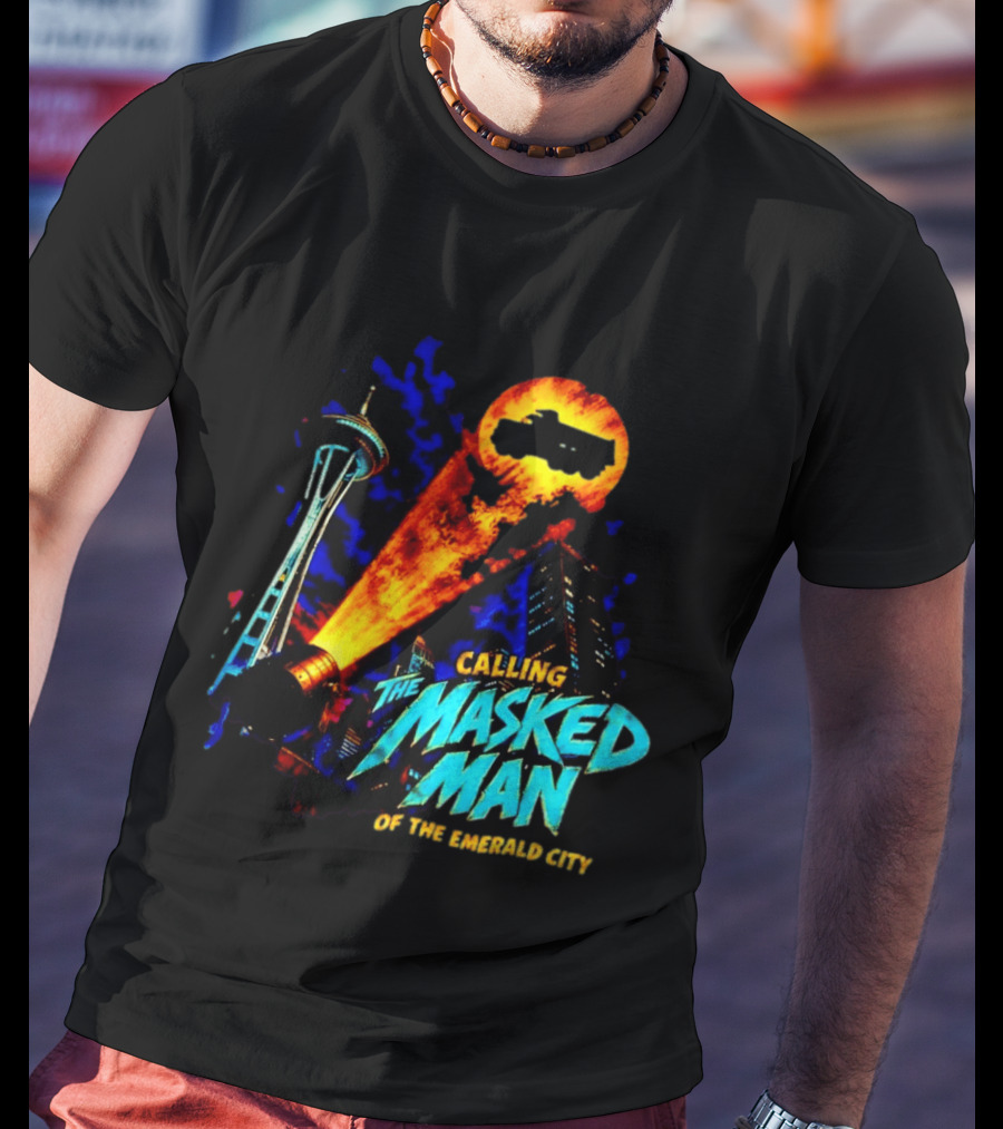 Calling The Masked Man Emerald City Space Needle T-Shirt
