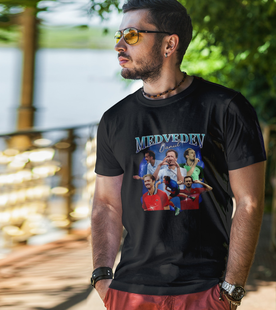 Medvedev Daniil Tennis Champion Dynamic Action Montage T-Shirt