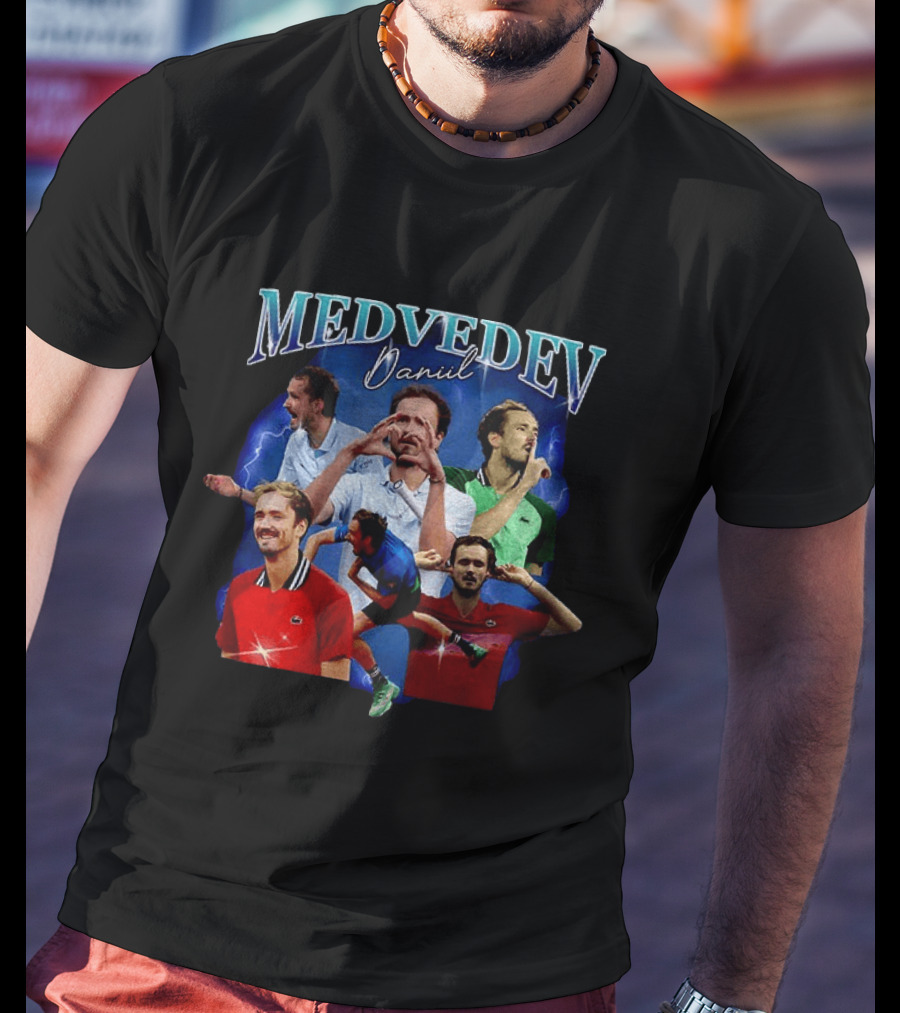 Medvedev Daniil Tennis Champion Dynamic Action Montage T-Shirt