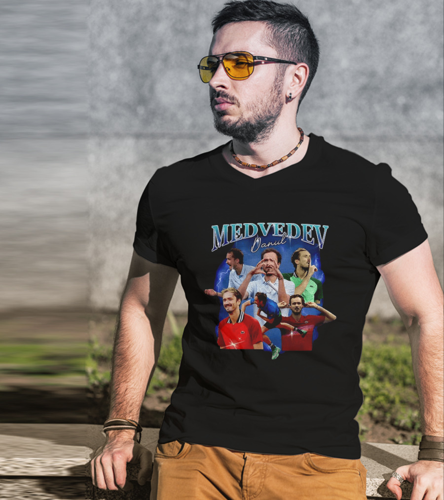 Medvedev Daniil Tennis Champion Dynamic Action Montage T-Shirt