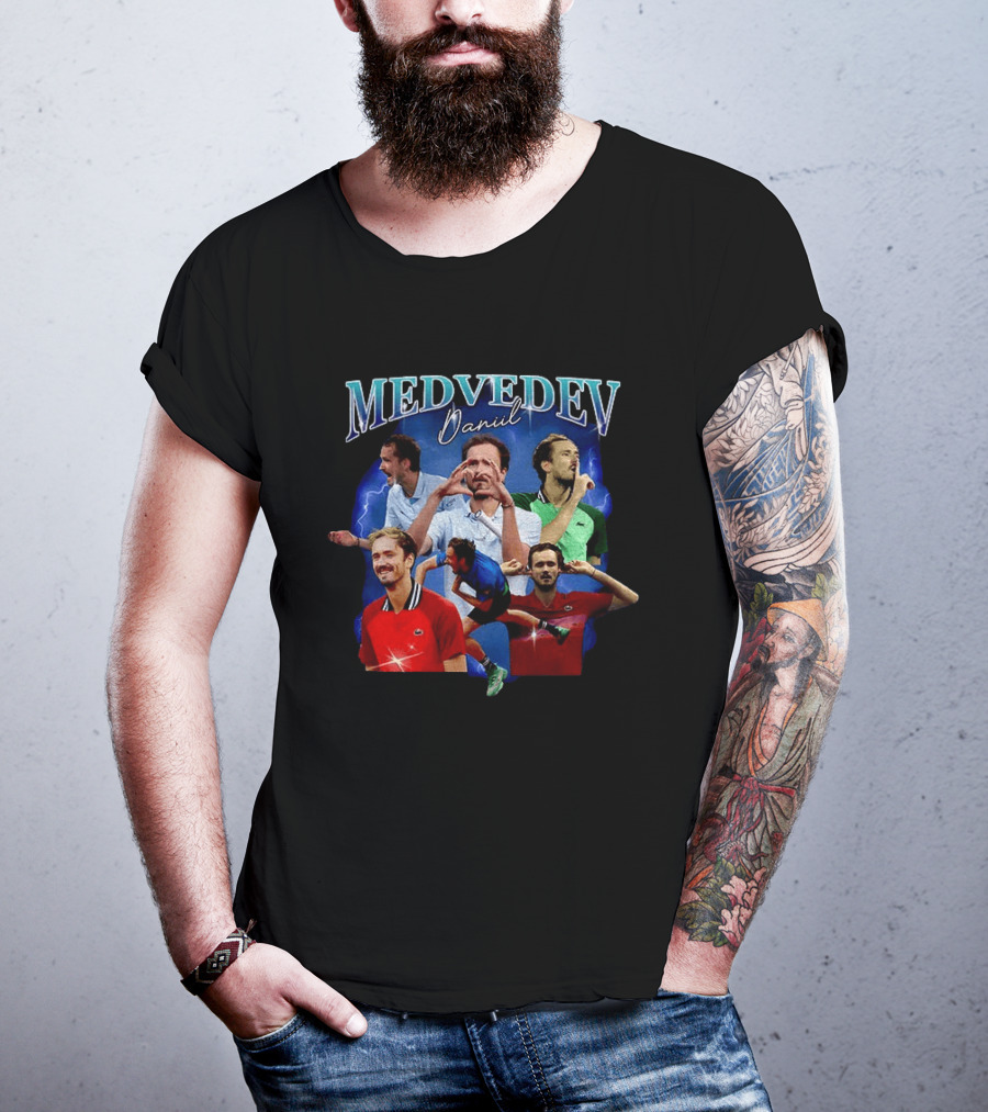Medvedev Daniil Tennis Champion Dynamic Action Montage T-Shirt