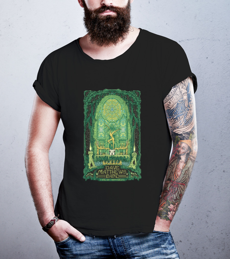 Dave Matthews Band 27 April 2024 3Arena Dublin IE Concert Art With Celtic And Candle T-Shirt