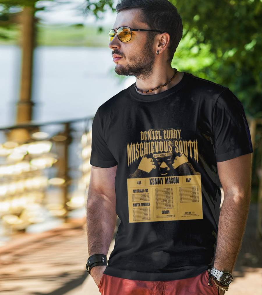 Denzel Curry Mischievous South 2025 World Tour Kenny Mason Clip 454 Australia North America Europe Dates T-Shirt