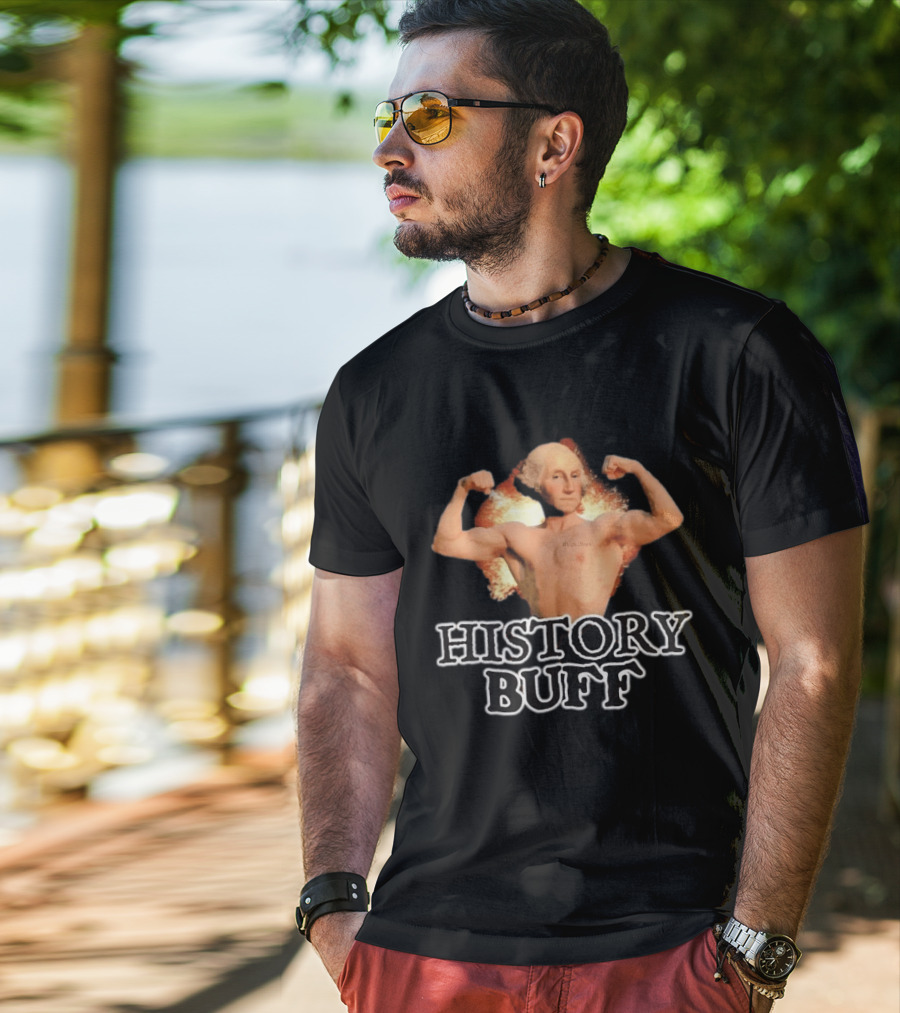George Washington History Buff Muscular Founding Fathers America 250 4th Of July T-Shirt