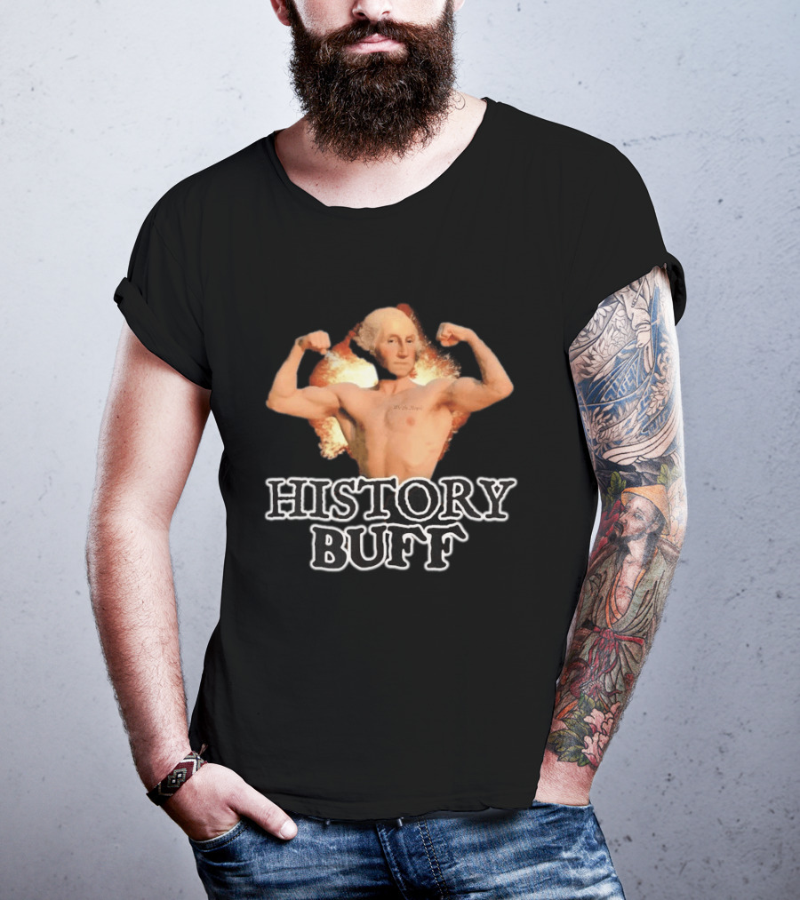 George Washington History Buff Muscular Founding Fathers America 250 4th Of July T-Shirt