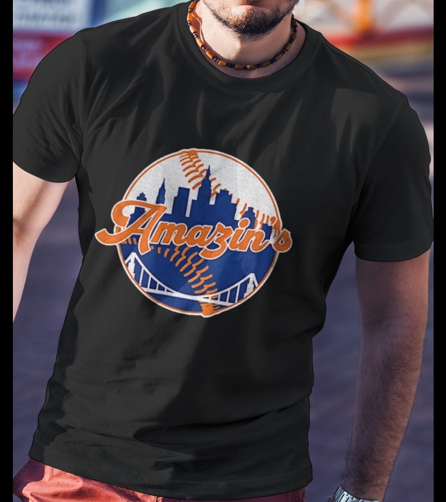 New York Mets Amazin's Skyline Baseball Bridge T-Shirt