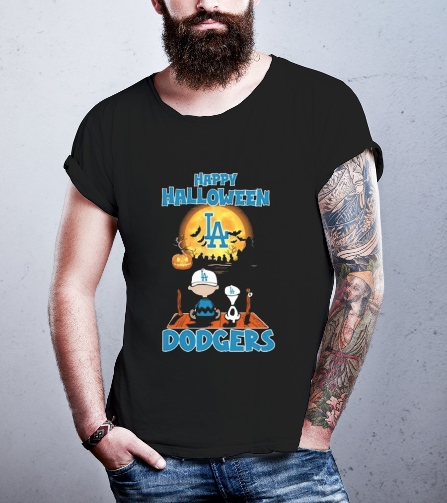Happy Halloween Los Angeles Dodgers Peanuts Snoopy Charlie Brown T-Shirt
