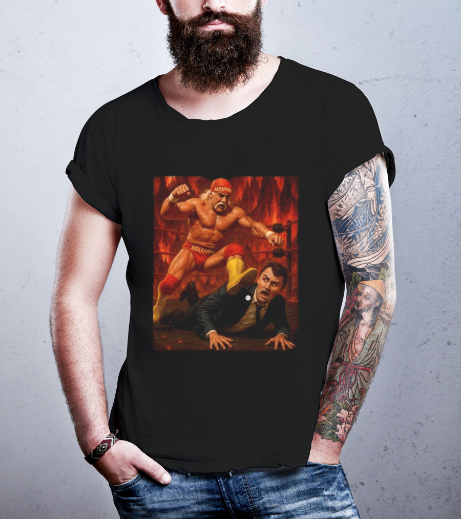 Hulk Hogan Hulkamania Vs Charlie Kirk Wrestling Meme Image T-Shirt