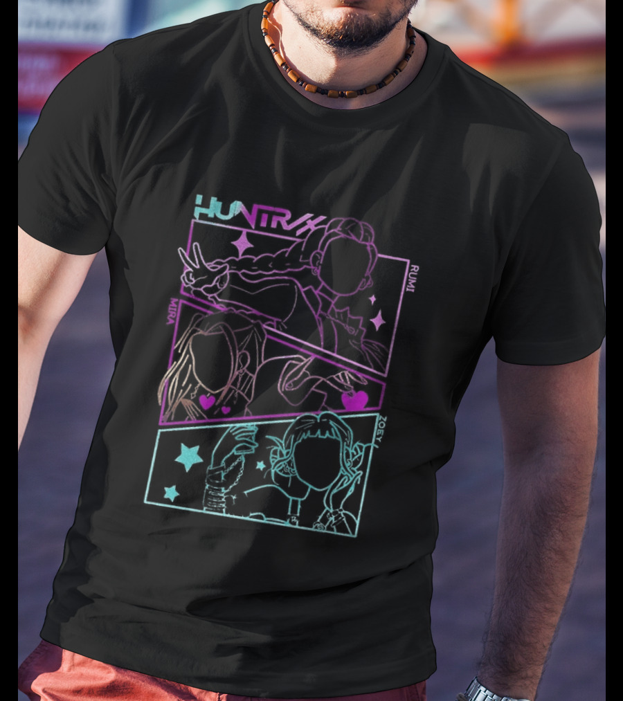 Huntrix Girls Kpop Demon Hunters Neon Manga T-Shirt