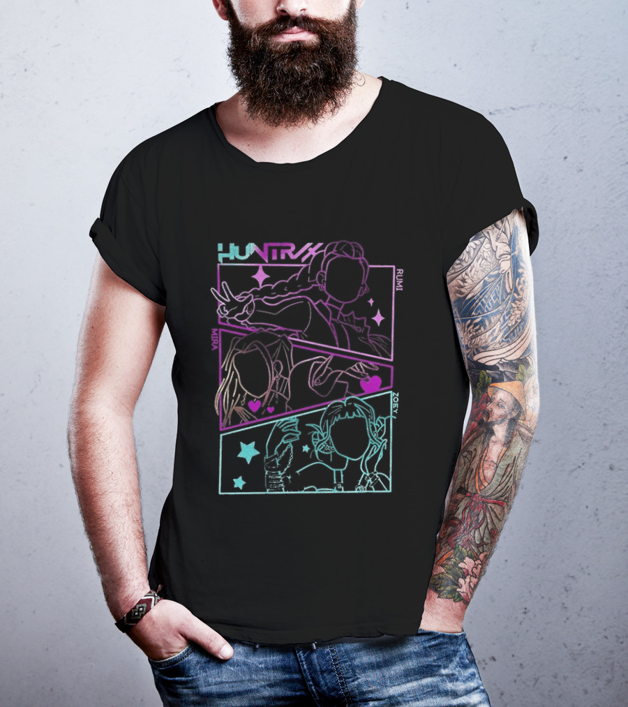 Huntrix Girls Kpop Demon Hunters Neon Manga T-Shirt