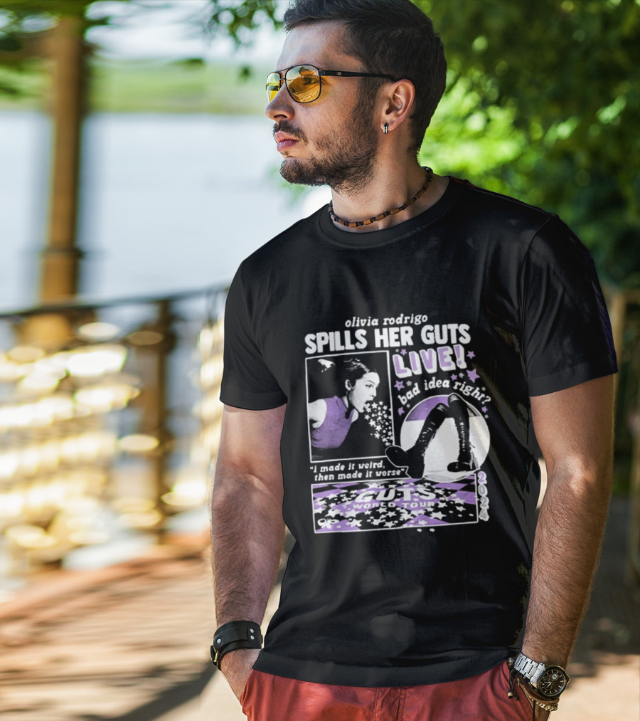 Olivia Rodrigo Spills Her Guts Live World Tour 2023 Bad Idea Right? T-Shirt