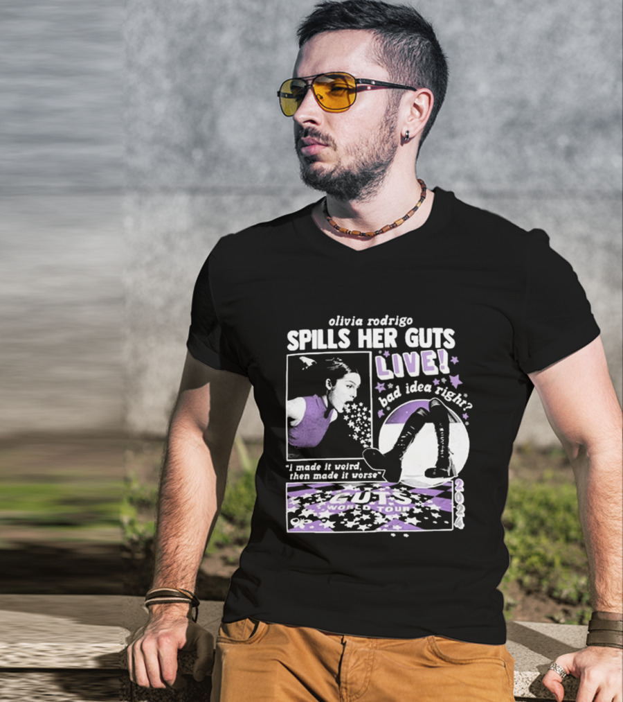 Olivia Rodrigo Spills Her Guts Live World Tour 2023 Bad Idea Right? T-Shirt