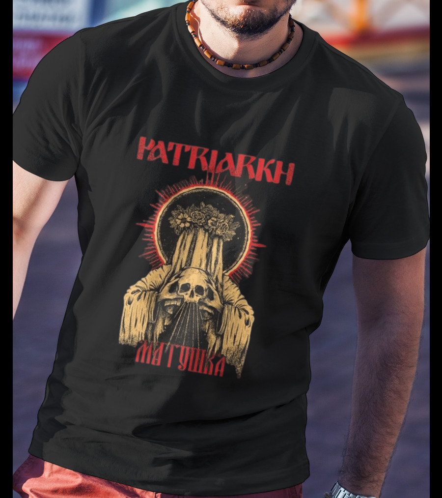 Patriarkh Matushka Skeleton Halo Floral Hooded Figure T-Shirt