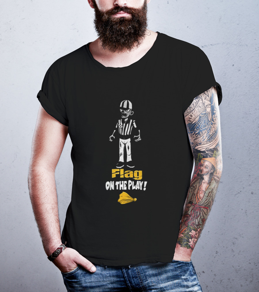 Zombie Referee Flag On The Play Halloween Humor T-Shirt