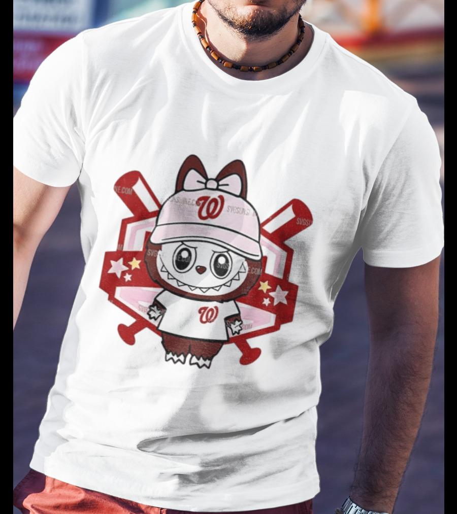 Baseball Girl Labubu Washington Nationals 2025 MLB Team Fan T-Shirt