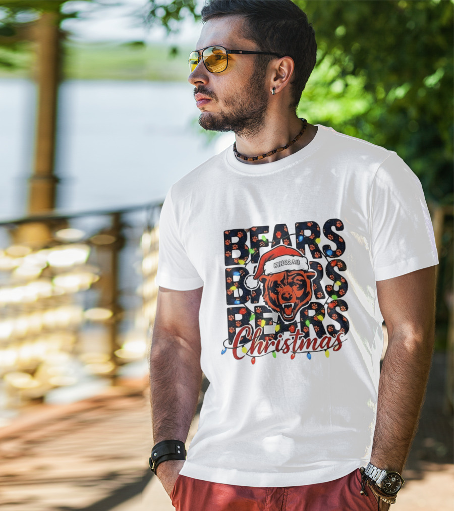 Bears Christmas Bear Santa Claus Chicago Bears Football T-Shirt