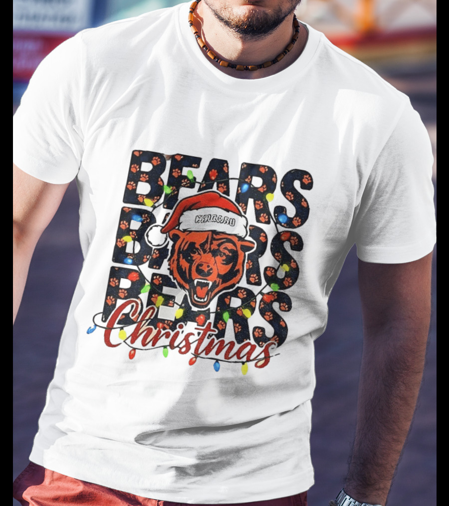 Bears Christmas Bear Santa Claus Chicago Bears Football T-Shirt