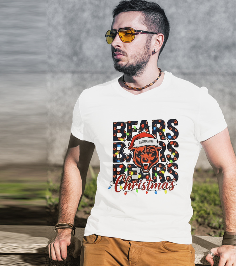 Bears Christmas Bear Santa Claus Chicago Bears Football T-Shirt