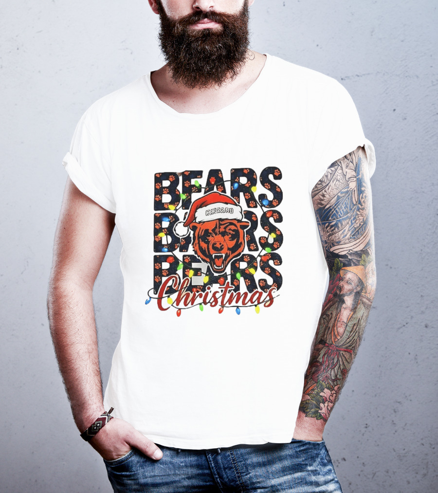 Bears Christmas Bear Santa Claus Chicago Bears Football T-Shirt