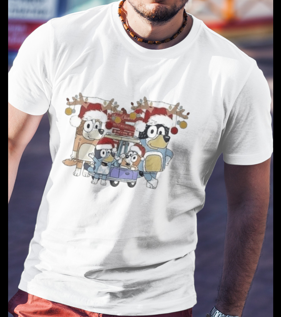 Bluey Family Christmas Santa Hats Merry Xmas 2024 T-Shirt