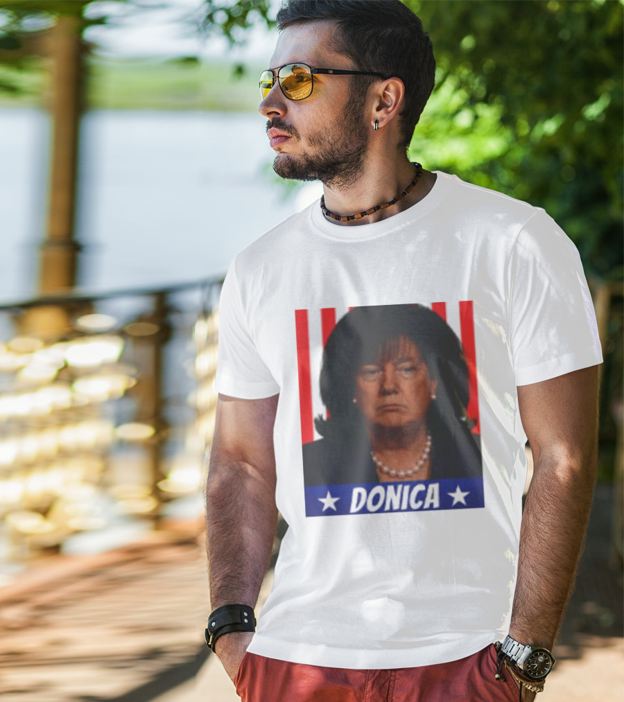 Donica Lewinsky 2025 Campaign Style Stars Red Stripes T-Shirt