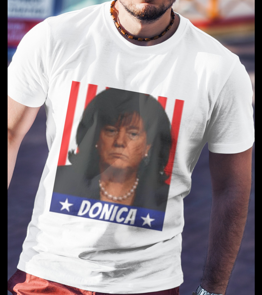 Donica Lewinsky 2025 Campaign Style Stars Red Stripes T-Shirt