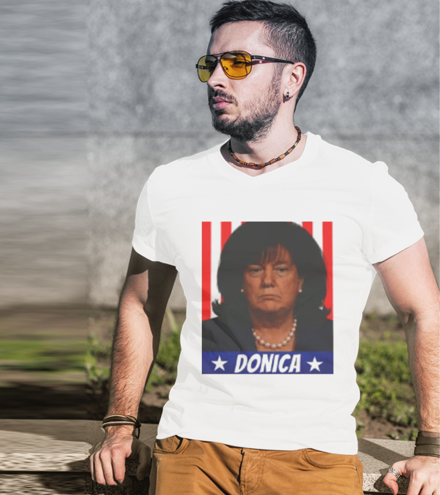 Donica Lewinsky 2025 Campaign Style Stars Red Stripes T-Shirt