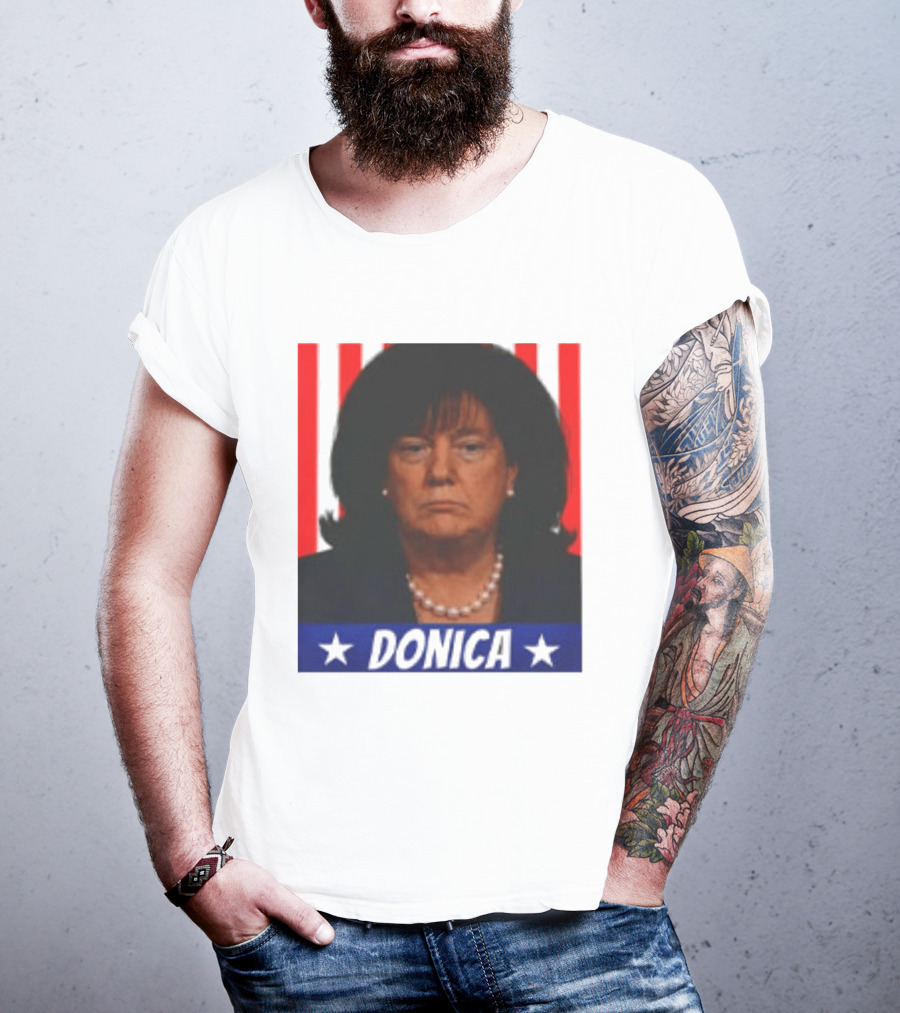 Donica Lewinsky 2025 Campaign Style Stars Red Stripes T-Shirt